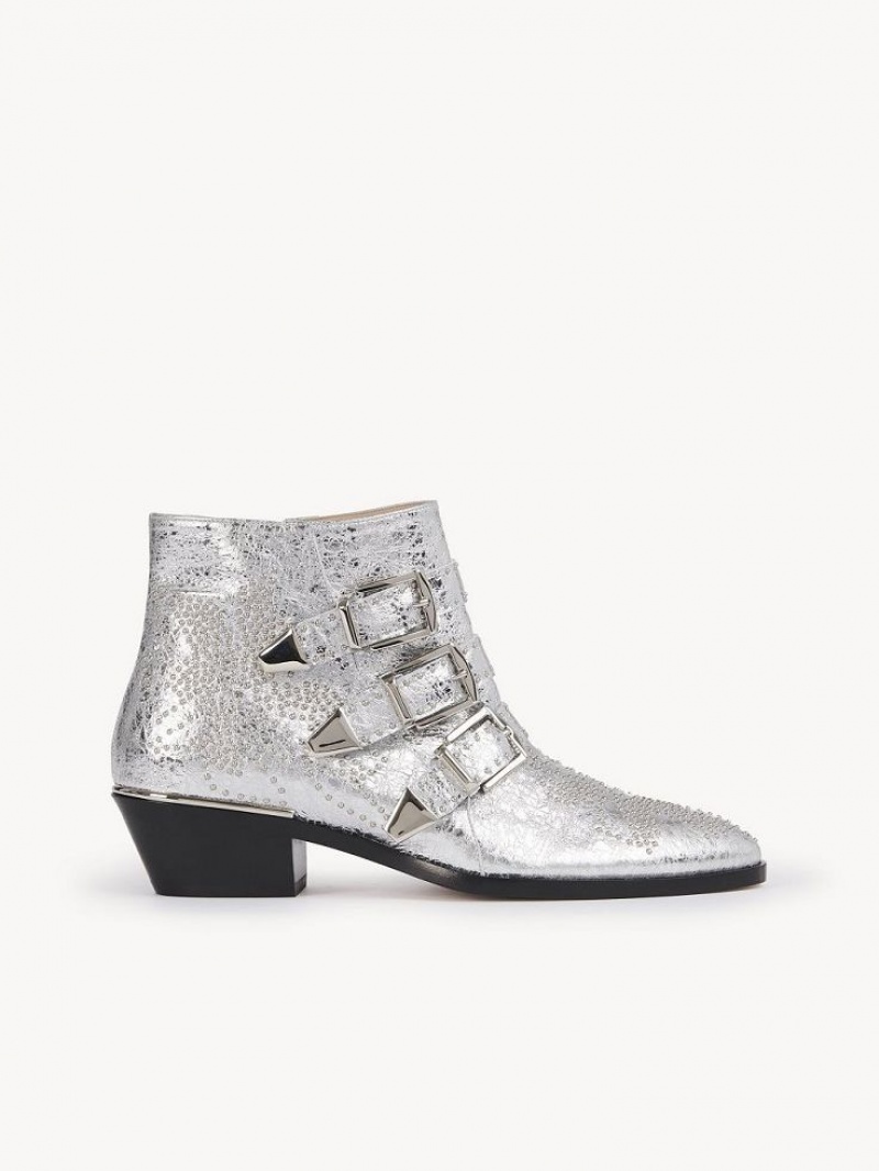 Chloe Susanna Kort Laarzen Zilver | CHE-SR14212