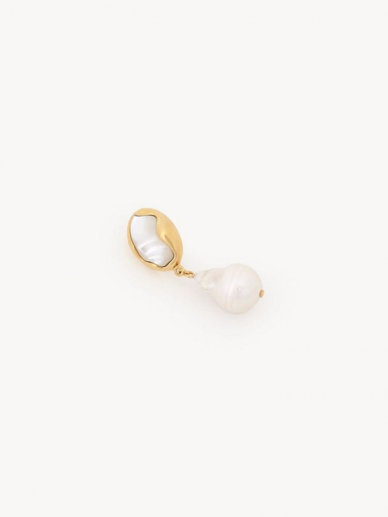 Chloe Sybil Oorbellen Goud Wit | CHE-SR14460