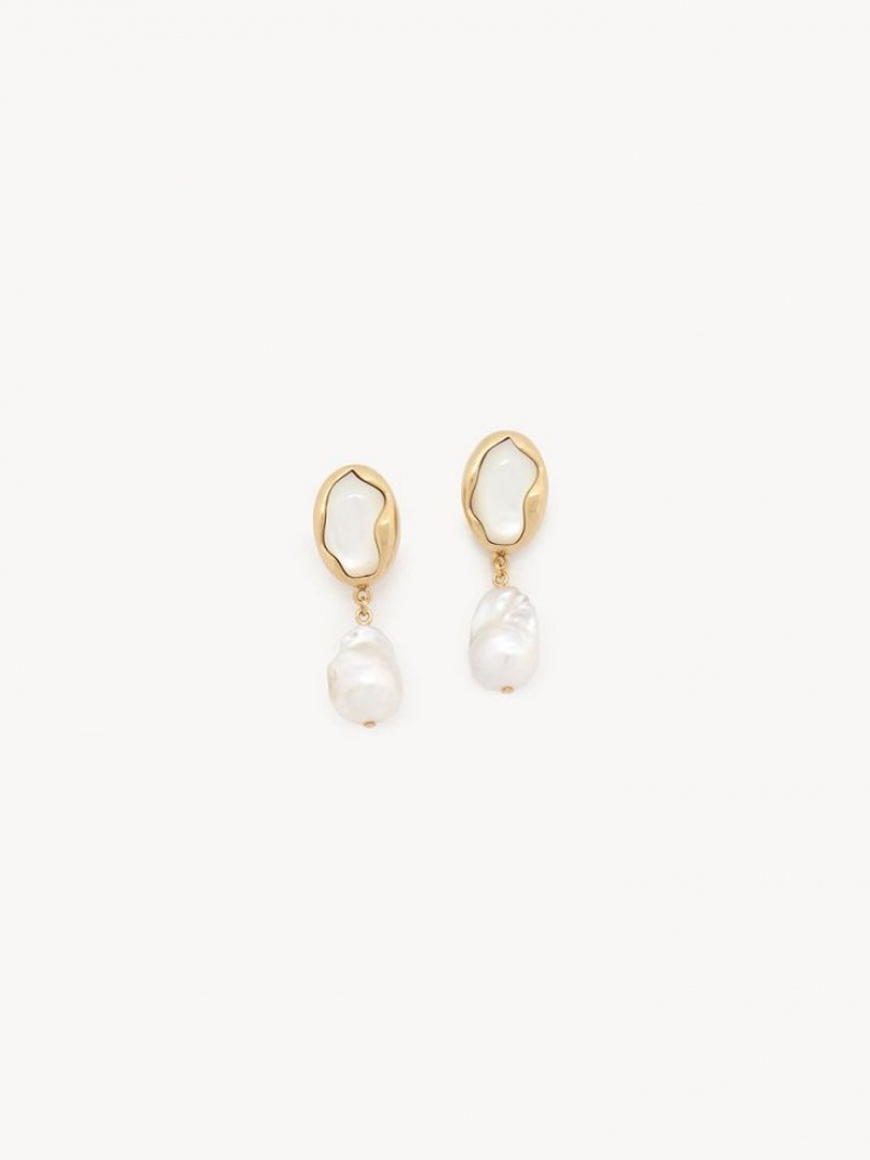 Chloe Sybil Oorbellen Goud Wit | CHE-SR14460