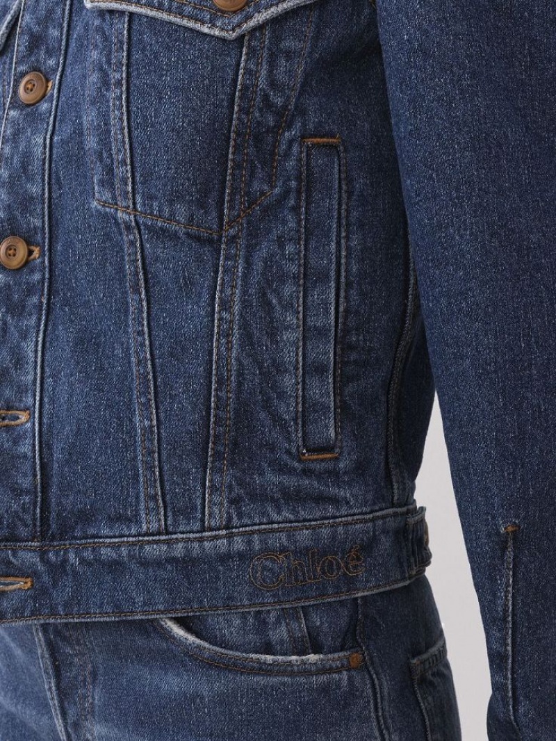 Chloe Taal Boxy Denim Jassen Blauw | CHE-SR13798