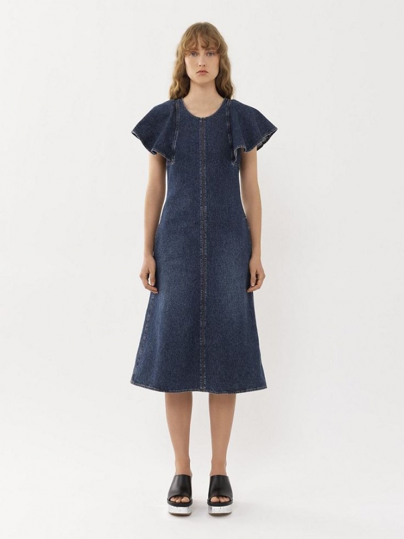 Chloe Wing-sleeve Jurk Blauw | CHE-SR13835
