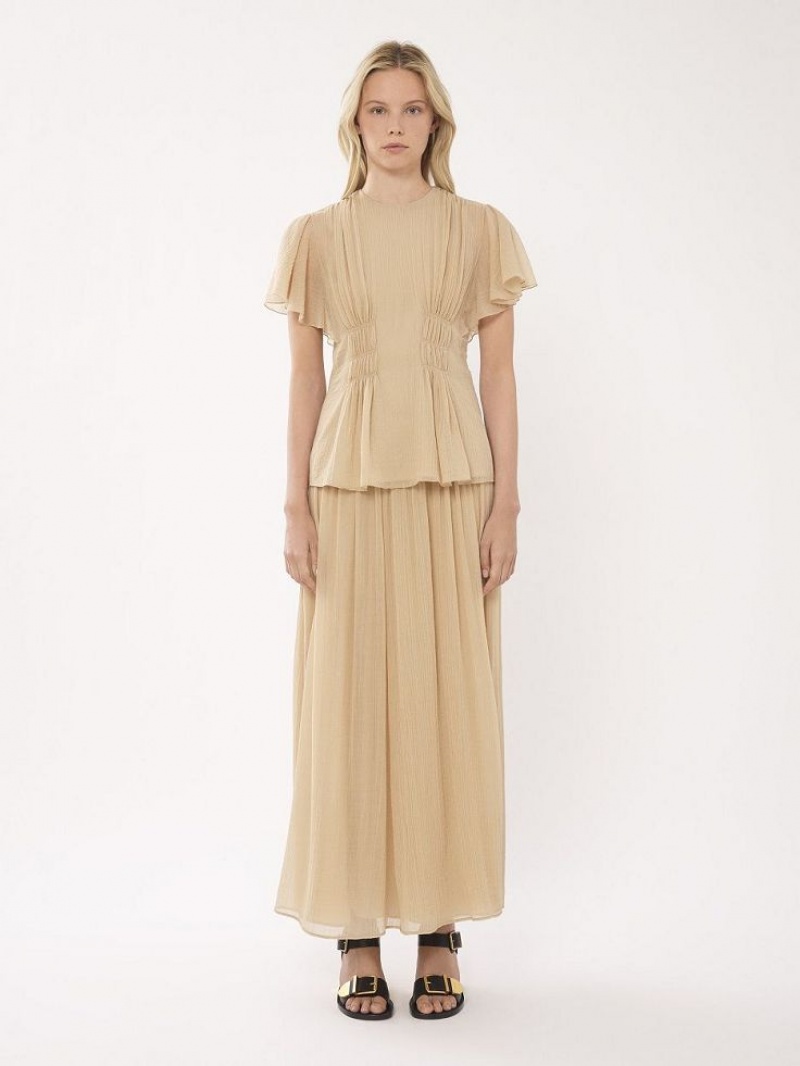 Chloe Wing-sleeve Topjes Bruin | CHE-SR13909