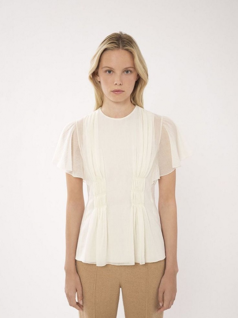 Chloe Wing-sleeve Topjes Wit | CHE-SR13912