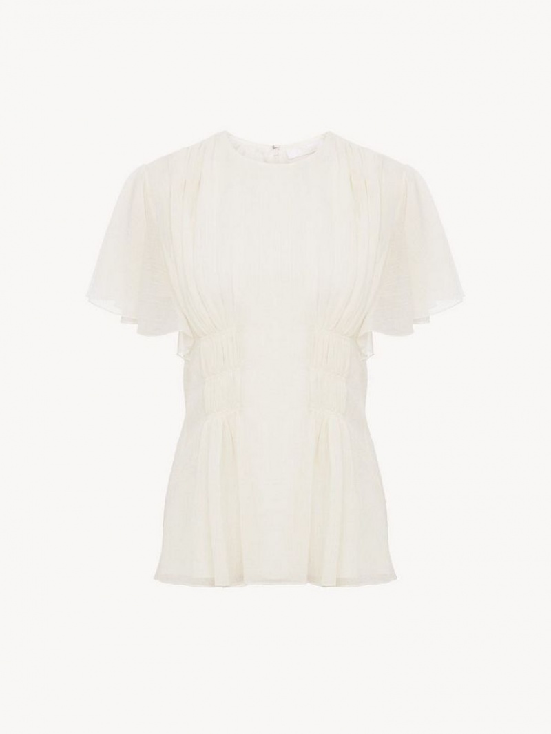 Chloe Wing-sleeve Topjes Wit | CHE-SR13912