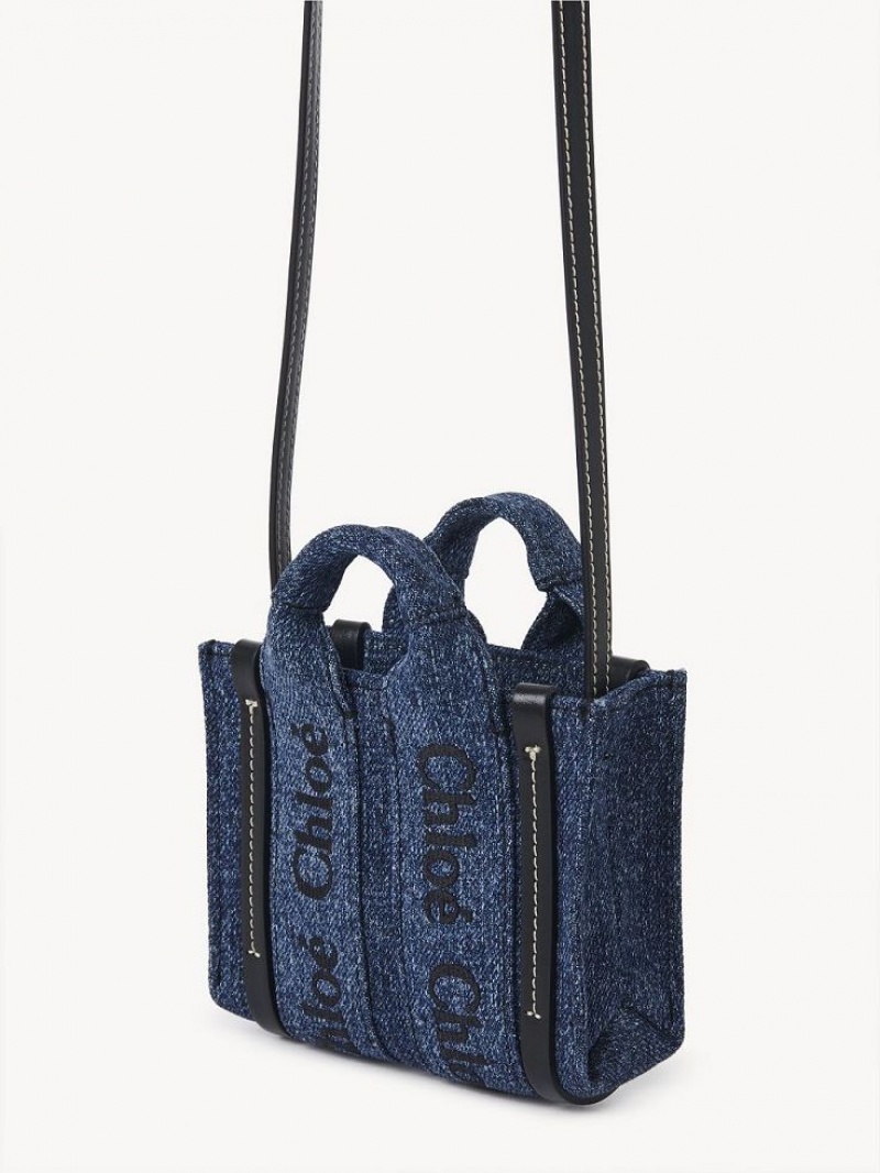 Chloe Woody Nano Tote Mini Tassen Blauw | CHE-SR13676