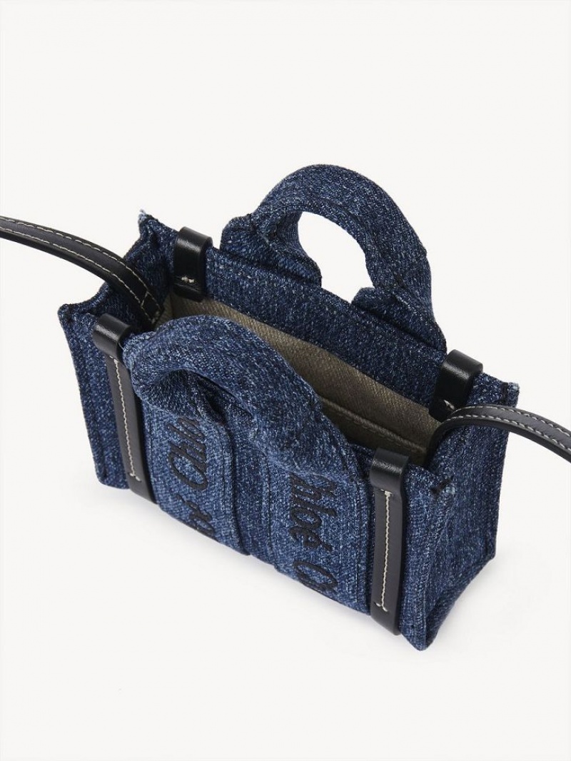 Chloe Woody Nano Tote Mini Tassen Blauw | CHE-SR13676