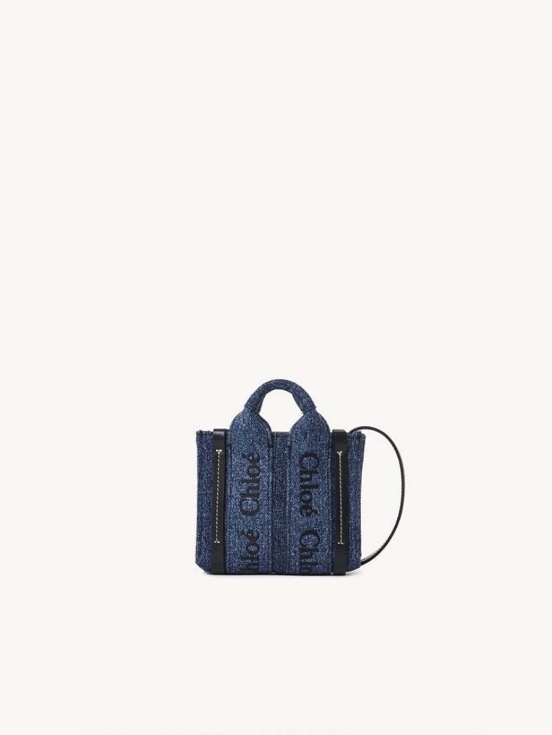 Chloe Woody Nano Tote Mini Tassen Blauw | CHE-SR13676