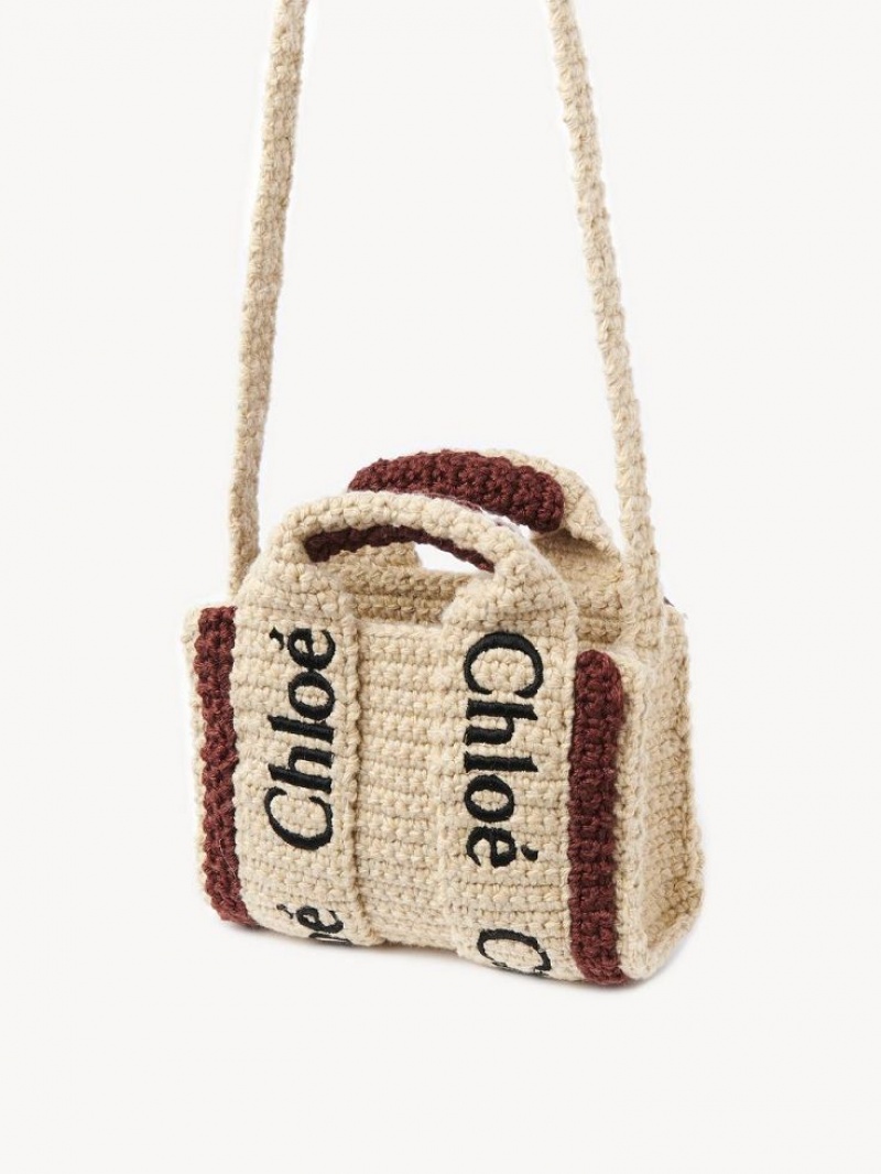 Chloe Woody Nano Tote Mini Tassen Bruin Beige | CHE-SR13693