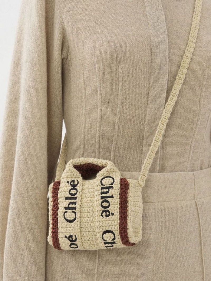 Chloe Woody Nano Tote Mini Tassen Bruin Beige | CHE-SR13693