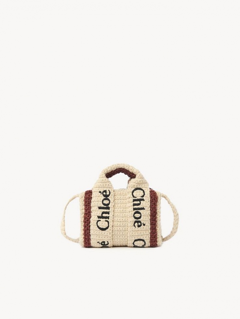 Chloe Woody Nano Tote Mini Tassen Bruin Beige | CHE-SR13693