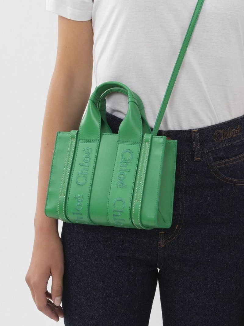 Chloe Woody Tote 1 Mini Tassen Groen | CHE-SR13698