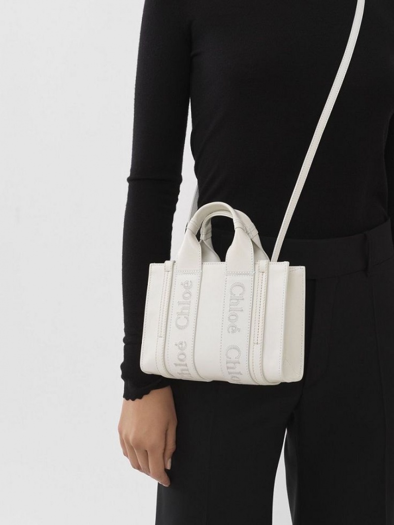 Chloe Woody Tote 1 Mini Tassen Wit | CHE-SR13681
