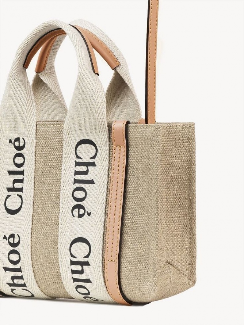 Chloe Woody Tote 3 Mini Tassen Wit Beige | CHE-SR13720