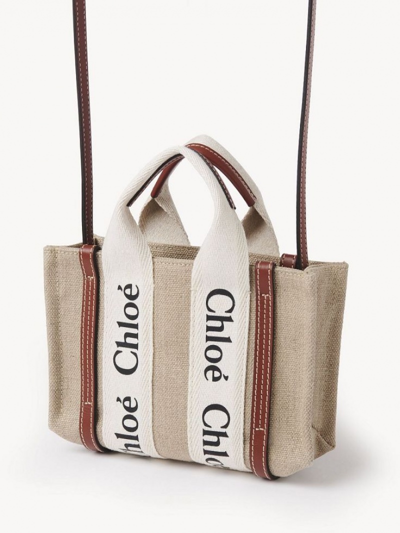 Chloe Woody Tote 3 Mini Tassen Wit Bruin | CHE-SR13723