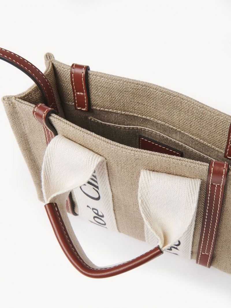 Chloe Woody Tote 3 Mini Tassen Wit Bruin | CHE-SR13723
