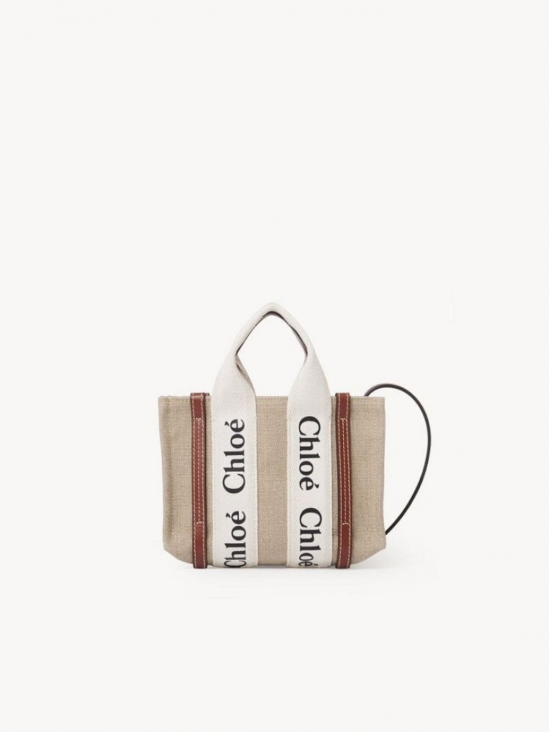 Chloe Woody Tote 3 Mini Tassen Wit Bruin | CHE-SR13723